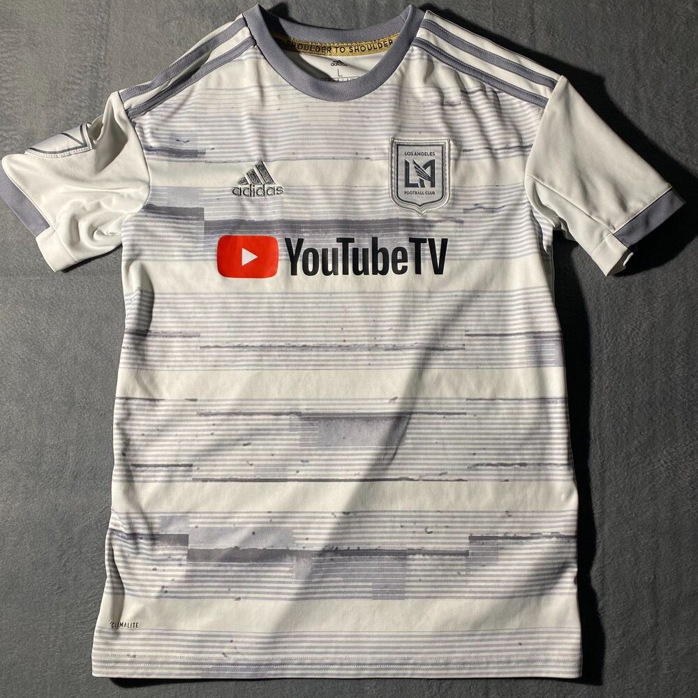 Adidas LAFC LOS ANGELES FOOTBALL CLUB Kids White AWAY 2019 / 2020 JERSEY Size L